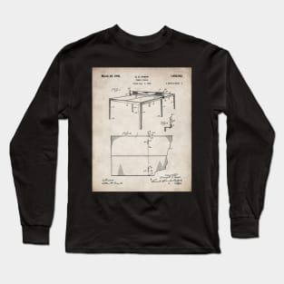 Table Tennis Patent - Ping Pong Fan Tennis Player Art - Antique Long Sleeve T-Shirt